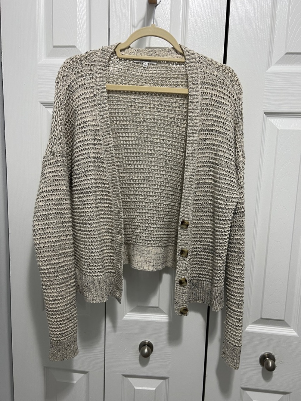 Madewell Open-Knit Button-Front Cardigan in Oatmeal